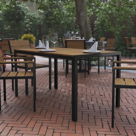 Flash Furniture Natural/Gray 55in x 31in Outdoor Patio Dining Table SB-TB269-NAT-GG